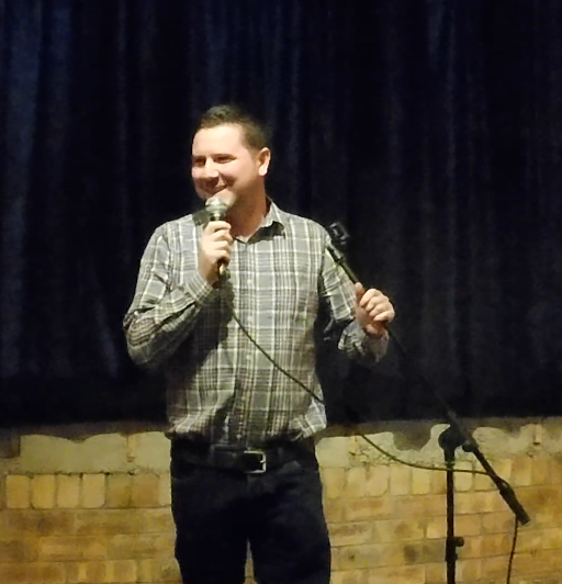 Stephen Clark performing at The Comedy Rev on the 3rd of May